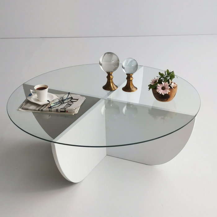 Hanah Home Lily - Mesa de centro blanca con cristal templado